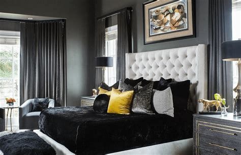 Gray Bedroom With Black Furniture